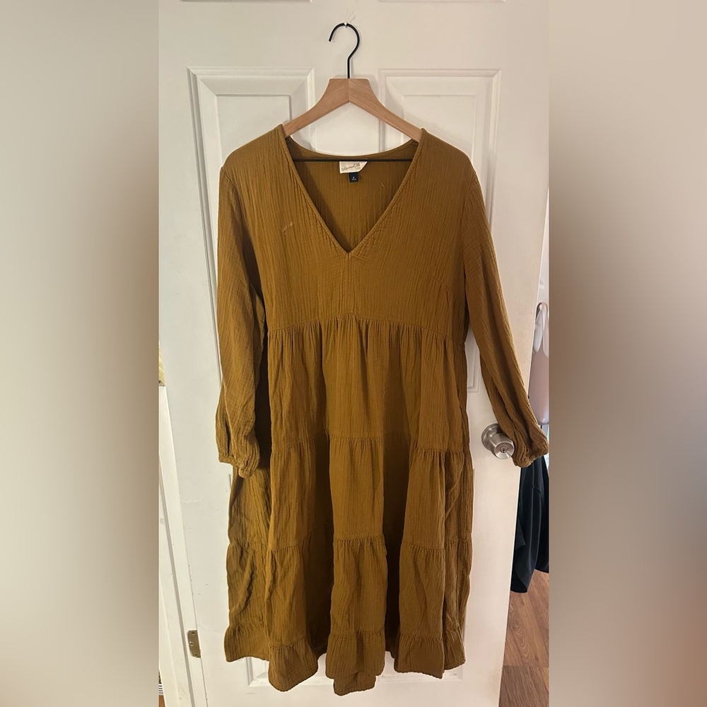 Universal Thread Mustard V-Neck Maxi Dress